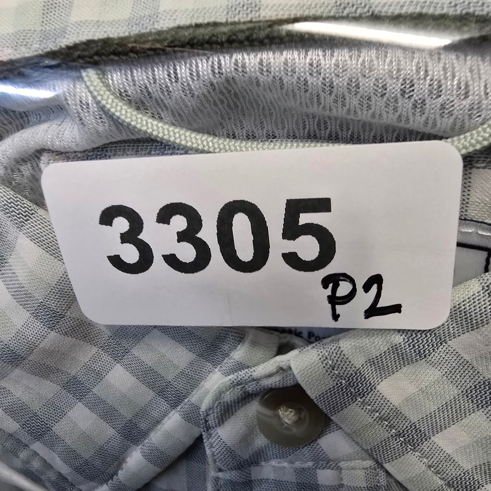 Poncho Fishing Shirt Mens XXL Green White Gingham Plaid Magnetic Pockets Vented - Picture 8 of 8